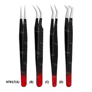 Pinzas para pestañas con punta plateada de color personalizado con etiqueta privada Pinzas para extensiones de pestañas Pinzas para pestañas con agarre de fibra - Product Image 2