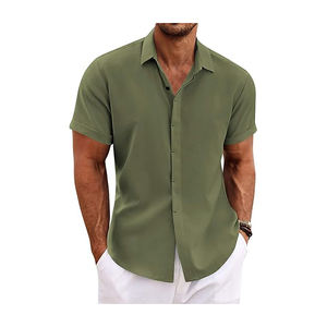 Camisa Hawaiana de media manga para hombre de corte regular con camisa con botones de alta calidad y de primera calidad 100% algodón - Product Image 6