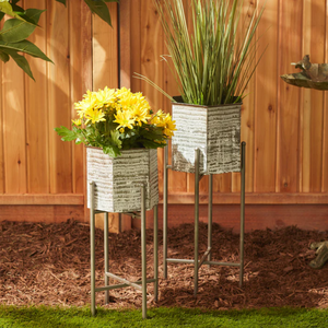 Lot de 2 jardinières décoratives hexagonales galvanisées faites à la main avec support - Product Image 6
