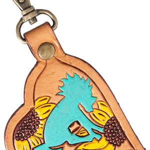 Hand Carved Tooled Leather Key Chains Cute Exotic Shape Leather Key Rings Tooled Leather Accessories Cute Key Chains for Unisex - Product Image 2