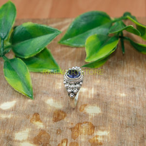 Bague de créateur en argent sterling 925 avec pierre précieuse bleue iolite naturelle, faite à la main, pour femmes - Product Image 5