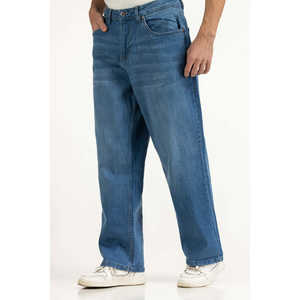 Jean droit ample vintage MN-JNS-SS25-015 en denim délavé avec broderie, couleur foncée pour l'hiver - Product Image 3