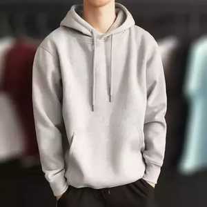 Sweat à capuche en molleton de coton pour hommes, couleur unie, motif imprimé en 3D, logo personnalisé, taille OEM, saison d'hiver, sweat à capuche grande taille - Product Image 2