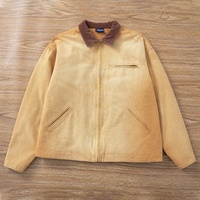 Blouson de travail vintage délavé à l'acide avec logo personnalisé pour hommes Blouson punk en toile lourde avec fermeture éclair Streetwear pour l'hiver