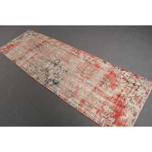 2.6x8.3 ft <b>Runner</b> Turkish Rug, <b>Red</b> Floral Vintage Rug - Product Image 1
