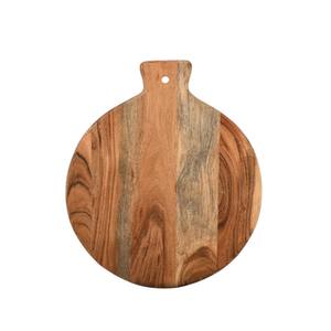 Tabla de Cortar Redonda de Madera de Acacia con Diseño Maravilloso y Mango, Perfecta para Cortar Verduras en la Cocina, Tabla para Picar y Servir - Product Image 1