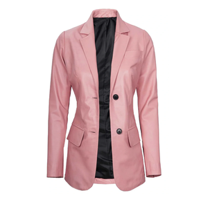 Chaqueta ajustada de cuero genuino 100% para mujer, chaqueta de negocios de alta calidad con un solo pecho, bolsillos con forro transpirable para invierno - Product Image 4