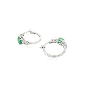 OEM ODM Boucles d'oreilles créoles personnalisées en pierres précieuses fines émeraude et diamant Or blanc K14 Prix de gros d'usine Fabricant de bijoux - Product Image 6