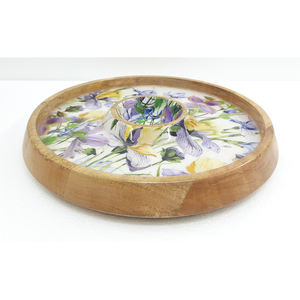 Assiettes de service rondes en bois au design personnalisé, décalcomanie émaillée finie pour la maison et les hôtels, vaisselle et assiettes de table faites à la main - Product Image 6