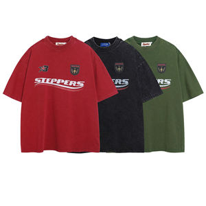 Camiseta de Verano Vintage para Hombre, Transpirable, Antiarrugas, Cuello en V, Oversize, Lavado Intenso, Manga Corta, Ajuste Holgado, Estampado Serigrafiado, 100% - Product Image 1