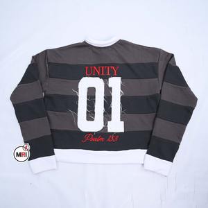 เสื้อแขนยาวสำหรับผู้ชายผ้าฝ้ายปักลายแถบโลโก้ตามสั่ง - Product Image 4