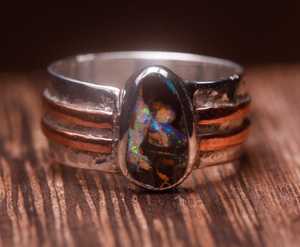 Tự nhiên koroit ma trận tảng đá Opal 925 sterling Silver Pear hình dạng vĩnh cửu, vermeil thiết kế tốt nhẫn với giá bán buôn - Product Image 2