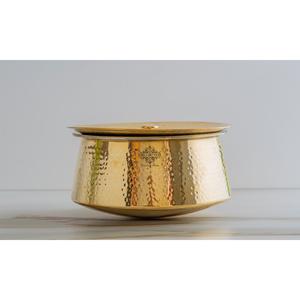 IndianArtVilla Brass Hammered <b>Cooking</b> <b>Pot</b> with Lid and Tin Lining- Traditional Cookware for Home, Hotel & Restaurants - Product Image 5