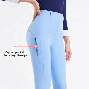 Quần legging cưỡi ngựa nữ màu mới, quần cưỡi ngựa kiểu Jodhpurs, quần bó sát có <span class=keywords><strong>2</strong></span> túi, khóa kéo, chống trơn trượt, miếng bảo vệ đầu gối - Product Image 2