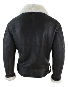 Mens B3 Shearling Flying Leather Jacket Aviator Sheepskin Leather Casual Fur Vintage Fashion Bomber Genuine Leather Jacket <b>Coat</b> - Product Image 6