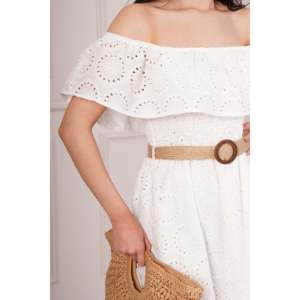 Vestido Largo Maxi Blanco con Cinturón en el Cuello para Mujer LUSTRIN - Ropa de Verano Elegante de Mezcla de Algodón al por Mayor - Product Image 6
