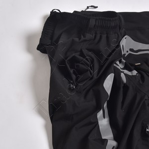 Pantalones unisex con estampado de esqueleto negro, cintura con cordón, puños elásticos, ropa informal para adultos - Product Image 4