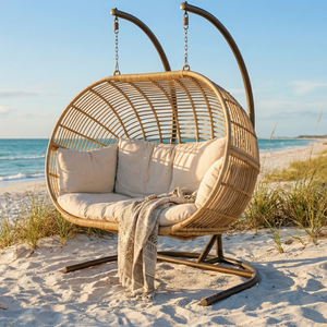 Fauteuil œuf en rotin - Utilisation en extérieur, ferme et hôtel, design minimaliste, durable et confortable, écologique, léger, villa et parc - Product Image 1