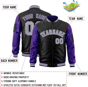 Veste universitaire manches contrastées patchs de broderie numéro de nom d'équipe personnalisé veste Bomber universitaire personnalisée livraison directe - Product Image 6