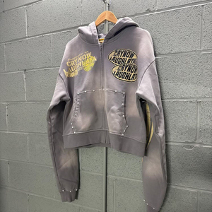 Meilleures ventes OEM, Écusson de broderie de détresse en cristal à décorer, avec capuche zippée personnalisée sérigraphiée et lavage à l'acide pour hommes - Product Image 1