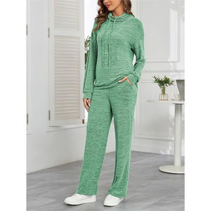 Conjunto de chándal de algodón personalizado para mujer, ropa de gimnasio informal con chaqueta con cremallera completa y pantalones deportivos - Product Image 2