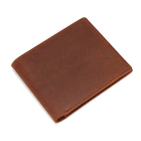 Dompet kulit kuda gila pria, kasual memblokir RFID penutup lipat dompet pendek koin dompet genggam dengan kapasitas besar