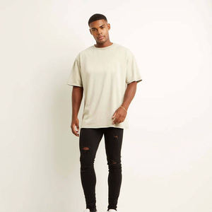 Camiseta de Algodón Orgánico con Logotipo Personalizado al por Mayor para Hombre, Hombros Caídos, Talla Grande, con Efecto Lavado Ácido, Tela de Estambre, Camiseta Lisa - Product Image 3