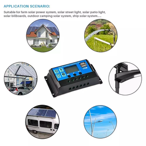 Contrôleur solaire HOULI YJSS-10A bleu 12V/24V avec suivi automatique des paramètres PWM, affichage LCD et double port USB - Product Image 6