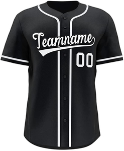 Maillot de baseball personnalisé uni noir maillot de baseball à fines rayures pour hommes chemises boutonnées uniformes de baseball de sports d'équipe actifs - Product Image 1