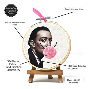 Cerceau de broderie Pop Art moderne fait main – 10 cm en bambou et coton bio – Design 3D Bubblegum – Dalì - Product Image 2