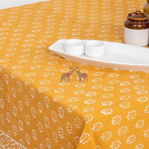 High Quality Hand Block Printed Floral Dabu Print Design Cotton <b>Tablecloth</b> HandcraftedTraditional Heritage Table Cover for Home - Product Image 5