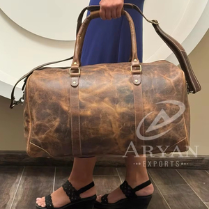 Bagages de voyage en cuir pleine fleur vintage, sac de nuit pour hommes, vacances, week-end, sac fourre-tout en cuir véritable, cadeau pour garçons d'honneur - Product Image 1