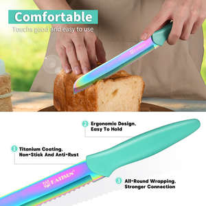 ชุดช้อนส้อมสีรุ้งพร้อมโครงสร้างสแตนเลสแบบพรีเมี่ยมที่เน้นสีหลากสีเหมาะสำหรับรับประทานอาหารในบ้านและร้านอาหาร - Product Image 5