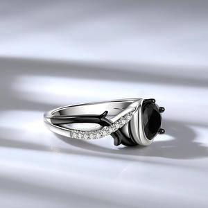 Jeulia Two Tone Twist Moon Design Oval Cut Sterling <b>Silver</b> <b>Statement</b> <b>Ring</b> - Product Image 6
