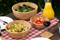 Ensemble de 3 bols à salade en bambou et ustensiles à salade Vaisselle naturelle Décoration écologique Vente en gros Produits vietnamiens