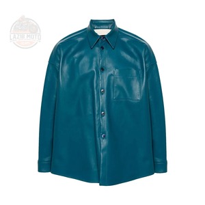 Chemise en cuir véritable pour homme, personnalisée, décontractée, anti-rides, écologique, manches longues, cuir de haute qualité, dernier design 2026, entière - Product Image 5