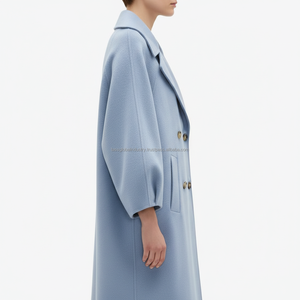 Manteau en laine demi-bleu croisé pour femme sur mesure – Fabricant OEM et marque privée - Product Image 3