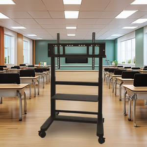 Supporto Mobile regolabile in altezza con impugnatura a spinta posteriore rimovibile Capacità di carico 200 lb per TV fino a 86 pollici capacità di carico 200 lb - Product Image 1