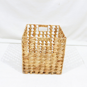 Panier de rangement en jacinthe d'eau écologique et moderne avec couvercle, tissage ouvert, respirant, organisateur - Product Image 4