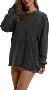 Sweat-shirt décontracté à col rond à manches longues Street Wear pour femmes, lavage à l'acide, prix de gros bon marché, sweat-shirt surdimensionné pour femmes - Product Image 5