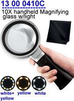 Lupa Rectangular de Mano ITA Tools 10X con 12 Luces LED SMD (Blanco/Amarillo/Blanco+Amarillo) 28D Dioptrías ABS/Acrílico