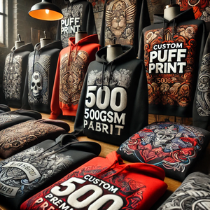 Sweat à capuche imprimé bouffant personnalisé 500gsm, Sweat à capuche 500gsm de haute qualité avec conception d'impression bouffante personnalisée, Sweat-shirt imprimé bouffant personnalisé de qualité supérieure - Product Image 2