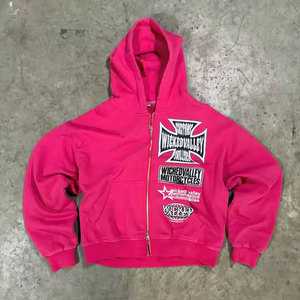 Vente en gros Logo personnalisé épais Broderie éponge française 340gsm recadrée Spandex/Polyester Séchage rapide Respirant Zip complet Hiver - Product Image 3