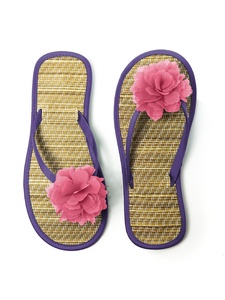 New Trending Home <b>Indoor</b> <b>Slippers</b> Autumn Seagrass Water Hyacinth with Straw Plush Mesh Canvas Fur Platform Summer Natural Color - Product Image 2