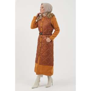 Manteau-robe boutonné pour femme, style quotidien, avec rembourrage en duvet 150g-200g, fusion sans couture et détection par aiguille - Product Image 3