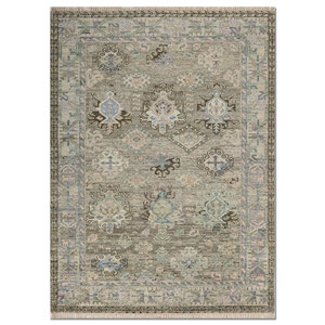 Alfombra de Lana Anudada a Mano Color Verde Savana Lsea-1046 9x12 Rectangular con Patrón de Medallón para Decoración de Sala de Estar - Product Image 1