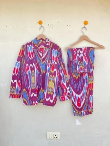 ชุดนอนผ้าฝ้ายสไตล์อินเดียทำมือชุดนอนพิมพ์ลายบล็อกชุดนอนผ้าฝ้ายพิมพ์ลายไม่เหมือนใครชุดนอนผ้าฝ้ายฤดูร้อน - Product Image 4