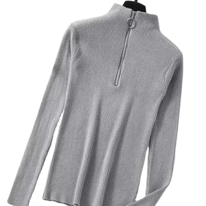 Suéteres de Punto Sólido de Moda para Mujer, Suéteres de Lana/Acrílico de Invierno, Vintage, Manga Larga, Cuello Alto a Media Altura, Estilo Casual Chic - Product Image 1