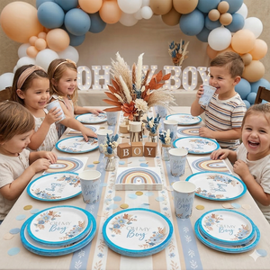 Kit de Vajilla Desechable para Fiestas y Baby Showers Oh My Boy - Platos, Vasos y Servilletas de Papel - Venta al por Mayor Sostenible desde China - Product Image 2
