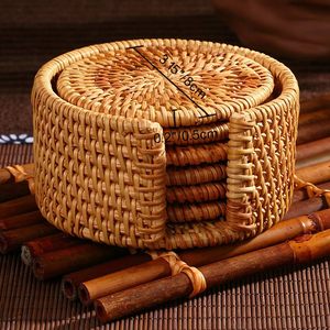 Wholesale Natural Acacia Wooden Serving Tray <b>with</b> Woven Rattan Mat for <b>Coffee</b> <b>Table</b>, Kitchen Countertop from Vietnam - Product Image 4